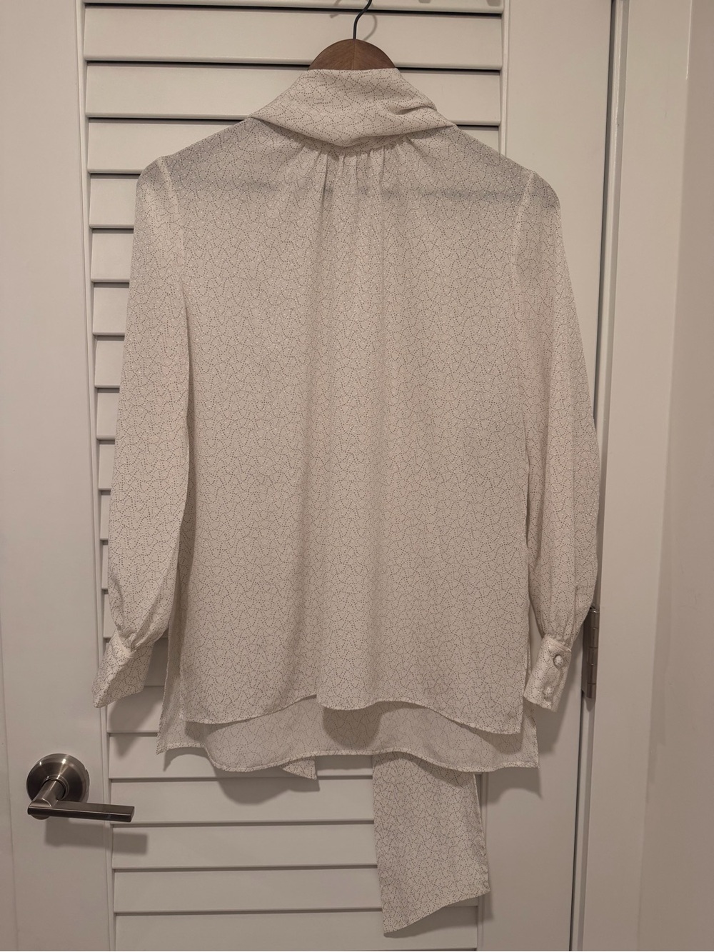 Fendi Cream Button-Down Silk Blouse with Neck Tie